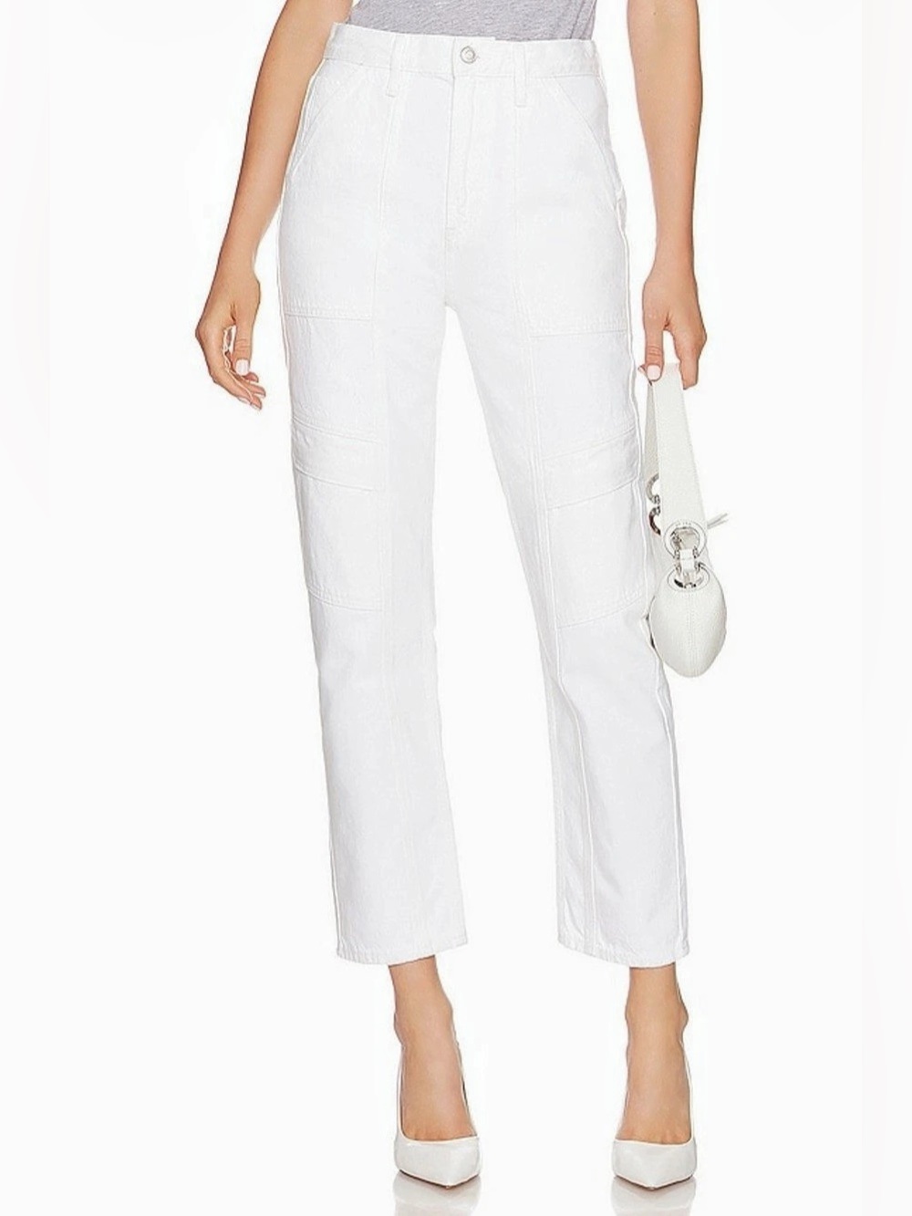 AGOLDE Cooper Cargo Jeans in Milkshake White Waist 26